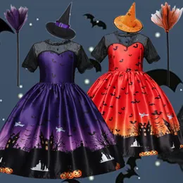 Girl's Dresses Halloween Girl Witch Dress Carnival Party Toddler Kids Bat Costume Princess Vampirina Dress Up Children Pumpkin Clothing 230920