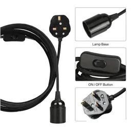 Lampy wiszące światła E27 Podstawy lampy 2/3/4m zasilacz UK UK Adapter wiszący z drutem przełączającym do uchwytu na gniazdo Oświetlenie dostarczania Otz8i