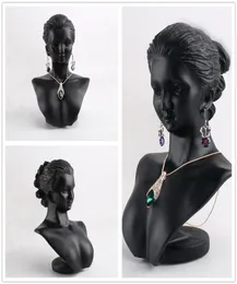 Boutique contador preto resina senhora figura manequim display busto suporte jóias rack para colar pingente brincos mx2008107719710