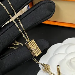 Aldrig blekna designer halsband för kvinnor kuboid kedja 18k guld pläterad korrekt varumärke logotyp rostfritt streck stämpel gåva lyxkvalitet gåvor familjvän par