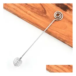 Other Kitchen Tools Wholesale 200Pcs Stainless Steel Honey Dipper Stick Drizzle With Ease No More Mess Dip Unique Spiral Shape Drop De Dhui3