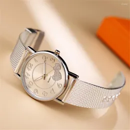 Wristwatches Fashion Women Watches Men Gold Watch Silver Heart Dial Silicone Mesh Belt Wristwatch Montre Femme Women's 2023