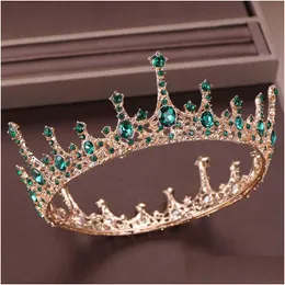 Hårsmycken Green Crystal Bridal Tiara och Crown Fl Circle Noiva Bride Diadem Headpiece Tillbehör VL 210616 Drop Delivery Hairjewe DHMH1