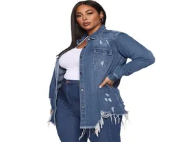 Women039s Plus Size Outerwear Coats Denim Outwear for Women Full Sleeve Single Breasted Long Jean Coat Female Clothing Top Outf7792092