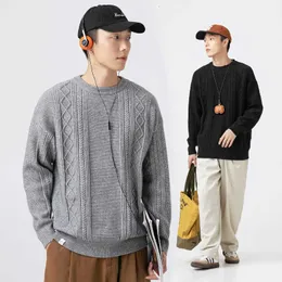 Ру Мэн, вязаный свитер с круглым вырезом и жареным тестом в национальном стиле, простая корейская универсальная вязаная рубашка для небольшой группы, мужская