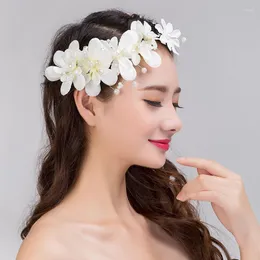 Hair Clips Bridal Jewelry White Flower Headbands Hairbands Handmade Headpieces Headwear For Brides Women Headdress Wedding Accessories ccc