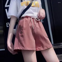 Running Shorts 2023 Summer Women Elasticity Lovely Girls Korean Style Sweet Students Harajuku Simple Pure Gray Oversize Trousers Female