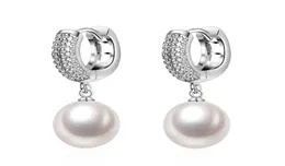 Boucles d'oreilles en perles d'eau douce pour femmes, en argent 925, bijoux fins pour filles, perles naturelles, tendance, mariage, blanc, 2106184644718