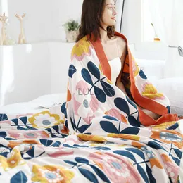 Coperte Coperte e plaid in cotone giapponese garza fiori divano asciugamano estate aria condizionata coperta morbida copriletto per il tempo libero lenzuola boho HKD230922