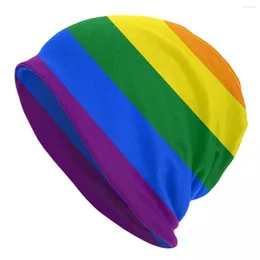 Berets Rainbow Beanie Hats Pride Flag Skullies Beanies Outdoor Sport Head Wrap Unisex Caps Spring Custom Trendy Bonnet