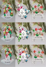 Christmas Ornaments Decorations Quarantine Survivor Resin Ornament Creative Toys Tree Decor For Mask Snowman Hand Sanitized Family8391370