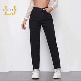 جينز المرأة leijijeans أسود عازم منحنى الخصر الحجم 6XL الدنيم الكلاسيكي الكامل