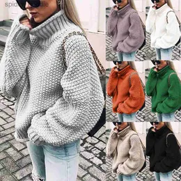 Kvinnors tröjor Womens tröja Casual Sticked Solid Sleeve Turtleneck Sweater Casual High Quality Mujer Pull Femme Nouveaute 2019 F1 L230922