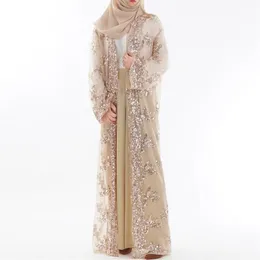 Fashion women Sequin embroidery lace perspective Abaya Muslim Women Long Cardigan Chiffon Blouse Turkish Islamic Clothing a8702514