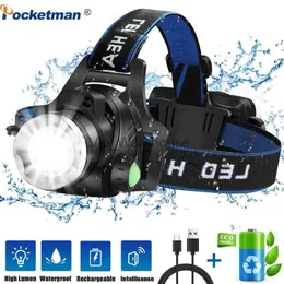 Lâmpadas de cabeça Pocketman Farol Atualizado-LED Farol Zoomable Head Lamp Waterproof Head Torch USB DC Charging Head Light 18650 HKD230922