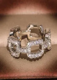 925 Nieuwe Zilveren Kleur Ketting Ring met Bling Zirkoon Steen Ringen voor Vrouwen Bruiloft Engagement Mode-sieraden Gift Q07085553715