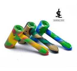 57039039 Silicone Hammer Hand Pipe With Bowl Spoon Shape Smoking Tool Glass Water Bong Dab Rigs3383915