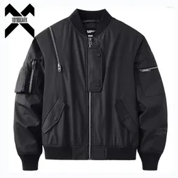 Men's Jackets Hip Hop Bomber Men Functional Zipper Design Coats Windbreaker Techwear Streetwear Male Clothes