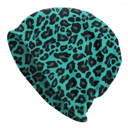Berets Verde Cheetah Spots Imprimir Beanie Chapéus Pele de Leopardo Presente de Natal Bonnet Unisex Hip Hop Kpop Knit Hat Winter Elastic Caps