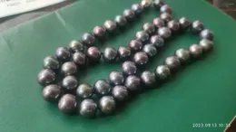 Chains Huge10-11MM GENUINE NATURAL Black Round Tahitian PEARL NECKLACE 18 Inch