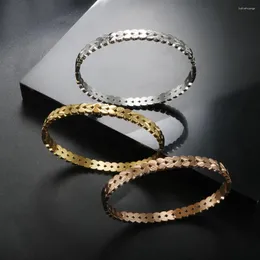 Bangle rostfritt stål Vattentäta smycken lämnar blommelband för kvinnor älskare 18 k guldpläterad metall mode armband gåva