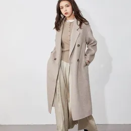 Women's Reversible Cashmere Cocoon-shaped Commuting Medium Length Double-sided Woolen Coat