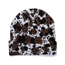 Berretti Beanie/Skull Cappelli invernali Cappelli Beanie leopardati da donna Moda Lana Inverno Cappelli lavorati a maglia caldi stampa Berretti Hip Hop berretto gorros addensare il cofano q133