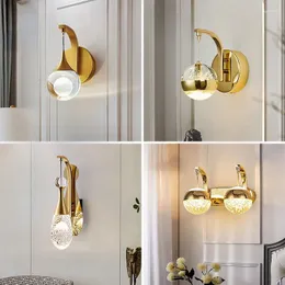 Wall Lamp Crystal Minimalist Modern Creative For Living Room Loft Decor Sconce Led Nordic Bedroom Bedside Lighting