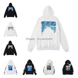New Mens Womens Hoodies Sweatshirts 2023 %60 Off Style Trendy Fashion Sweater Painted Arrow Crow Stripe Loose Hoodie And T-shirts Offs Whites XJW3