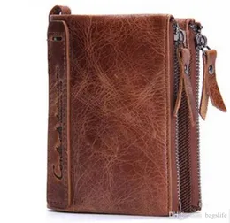 Genuine Crazy Horse Cowhide Leather Men Wallet Short Coin Purse Small Vintage Wallet Brand High Quality Designer1640484