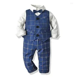 Clothing Sets Baby Boy Gentleman Clothes Set Autumn Cotton Suit For Kids White Shirt With Bow Tie Vest Pants Formal Born Boys8940712