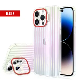 İPhone 14 için net renkli gökkuşağı telefon kılıfları 13 PRO Max 13PRO 13PROMAX Görünmez Lens Braket Kapağı Zorlu Basit Şeffaf Kickstand Kamera Koruyucu Kabuk