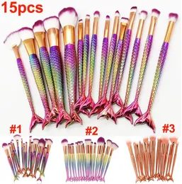 NEW 15pcs set Makeup Brushes Mermaid Brush 3D Colorful Professional Make Up Brushes Foundation Blush Cosmetic Brush kit Tool 6592923