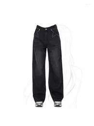 Jeans pour femmes gothique noir étoile années 90 esthétique Y2k taille haute pantalon en jean Vintage Harajuku années 2000 Baggy pantalon de Cowboy à jambes larges