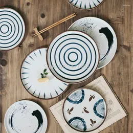 Pratos de estilo japonês pintados à mão pratos de cerâmica criativos domésticos retrô utensílios de mesa japoneses bife ocidental