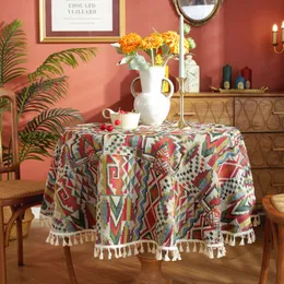 Tkanina stołowa bawełniana lniana geometryczna okrągła obrusowa wargowa antys-stinowa stolik do kawy stolik stolik stół stół