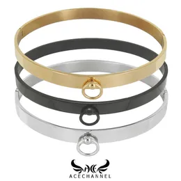 Stainless Steel Locking Collar Choker Necklace With Removable O-Ring - BDSM Fashion Jewelry - View #9