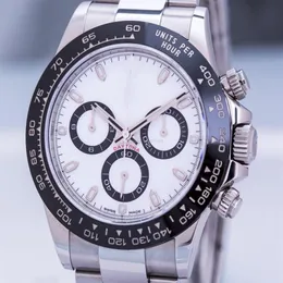 Relógio asiático premium 2813 esportes relógios mecânicos automáticos 40mm mostrador branco 116500 moldura de cerâmica preta pulseira de aço inoxidável fold259w