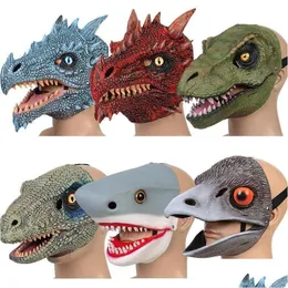 Maski imprezowe 3D dinozaur maska ​​rola odgrywanie rekwizytów Performance nakrycia jurajskie świat Raptor Dino Festival Carnival Prezenty 230705 Drop de dhxds