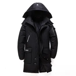 Mens Down Parkas Winter Long White Duck Jacket Fashion Hooded Thick Warm Coat Male Big Red Blue Black Brand Clothes 230922