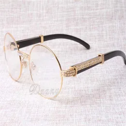 2019 New Diamond Round Retro Glassesハイエンドファッションブラックホーンスペクタクルフレーム7550178男性と女性メガネサイズ55-22-135mm230x