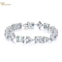 Charm Armband Wong Rain 100 925 Sterling Silver Created Gemstone Wedding Party Women Bangle Fine Jewelry Wholesale 230921