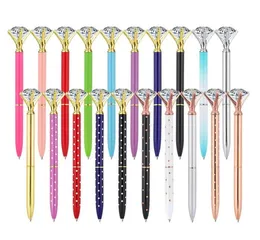 Partihandel Top Fashion Metal Ballpoint Pen med stor Crystal Glass Diamond Luxury Creative School Office levererar julklappar