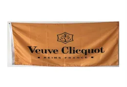 Bandeira Veuve Clicquot Champanhe Cor vívida e cabeçalho de lona à prova de desbotamento e banner de 3x5 pés com costura dupla para decoração interna e externa 1982410