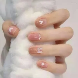 Fałszywe paznokcie 24 szt. Krótki okrągłe paznokcie przenośne manicure materiały do ​​salonu DOM DIY