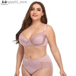 Bras Sets Xiushiren Pink Bra and Brief Set Lingerie Large Size 38 40 42 44 46 48 d Cup Women Bra Set Ultra Thin Female 5Xl 6Xl Panties Set Q230922