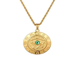 Fashion Men Designer Gold Silver Color Eye of Horus Pendant Necklaces Hip Hop Jewelry 60cm Long Chain Punk Mens Necklace For Gifts5755298