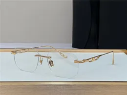 Nya modereceptglasögon Den ultimata klassiska Rimless Square Shape K Gold Frame Optical Glasses Simple Business Style Eyewear With Case