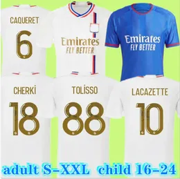 لاعب مشجعي كرة القدم Jersey 23 24 Maillot 2023 2024 Digital Football Dirtts Toko Ekambi Cherki Aouar Home Lyon Dembele Lacazette Tolisso Boateng Soccer Jerseys