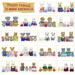 Dockor Simulation Forest Reindeer Family Doll Dollhouse Figurer Möbler Set Diy Playset Play House Girls Toys Accessories Xmas Gifts 230922